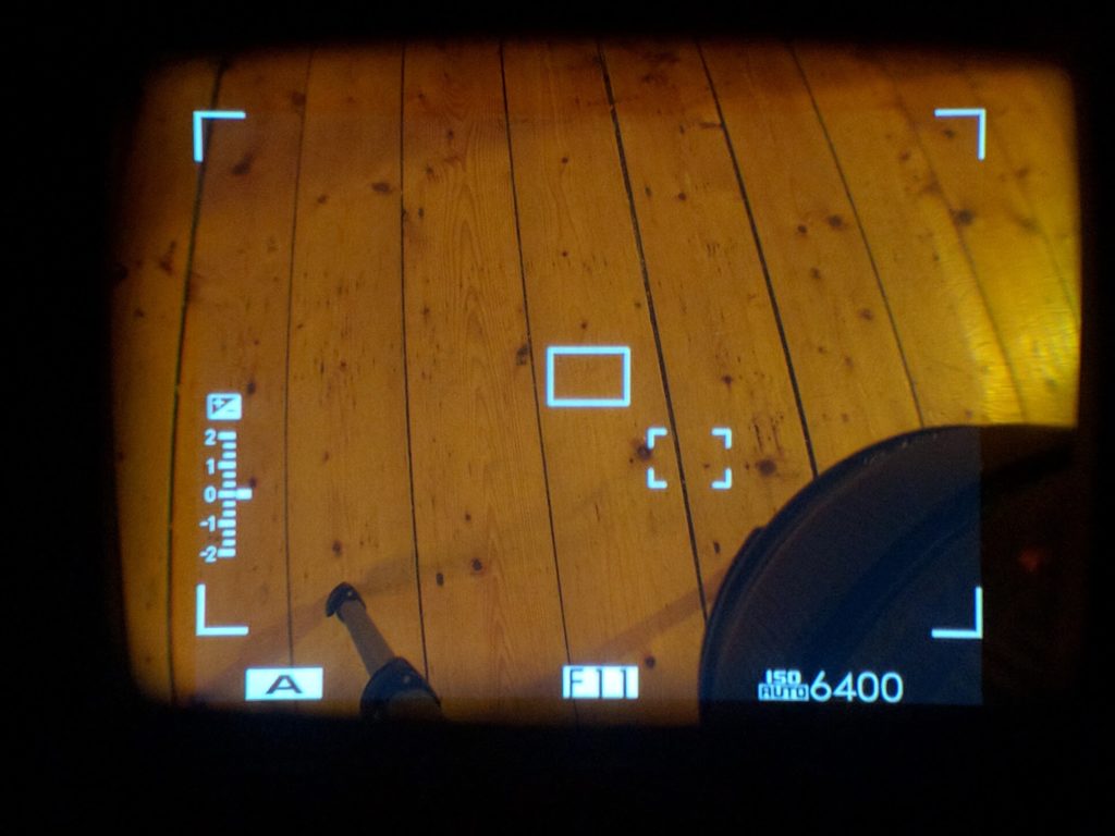 This is the view of the floor through the viewfinder with the 14mm attached.